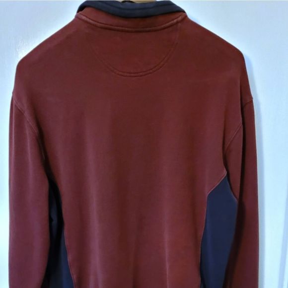 Nordstrom vintage quarter zip heavy sweatshirt Maroon/Navy Large - Picture 5 of 8